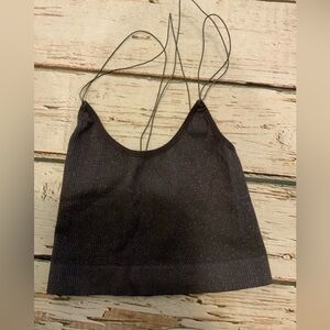 UO Out From Under Grey Metallic Bralette S - Silver Sparkly Festival Crop Top